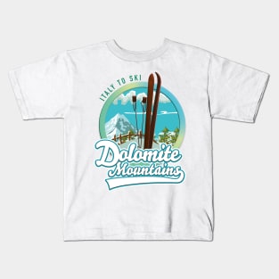 Dolomite Mountains Italy Ski logo Kids T-Shirt